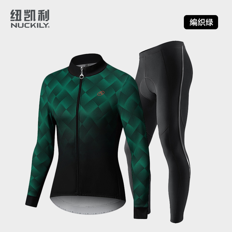 Bicycle Fleece Warm Cycling Clothing Spring and Autumn Men's Long Sleeve Suit Fleece-lined Outdoor Highway Bike Cycling Pants Sportswear