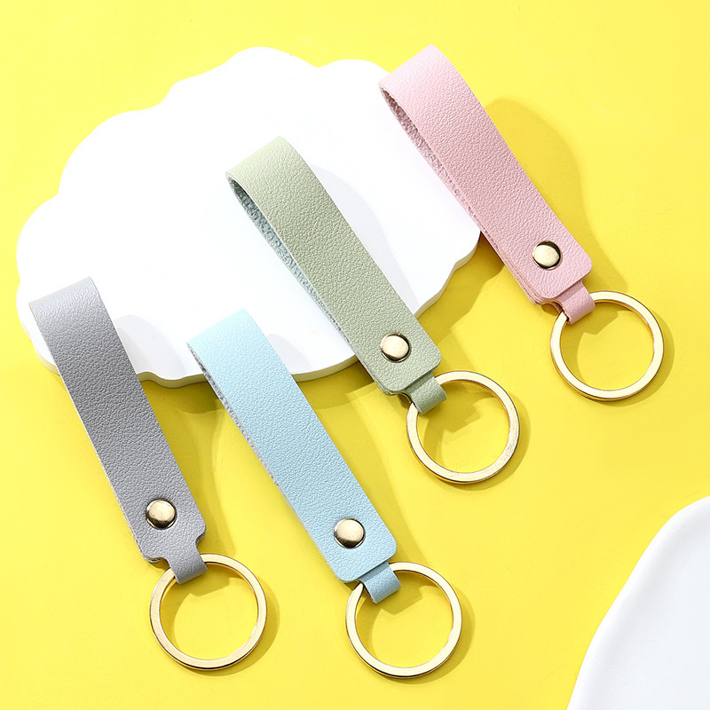 Creative PU Leather Keychain Personalized Simple Bag Accessories Pendant Business Gift Leather Car Keychain
