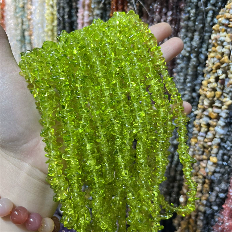 Peridot Chip Beads Natural Irregular Peridot Chips 3–8 mm, strands 40–80 cm, assorted counts