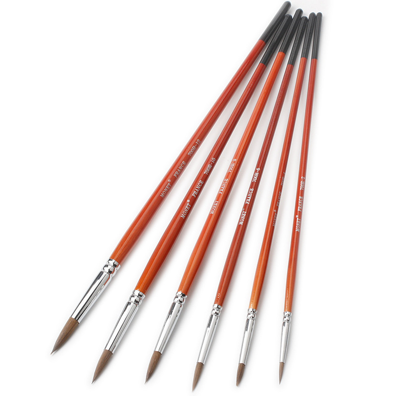 莫奈MONET 长木杆狼毫水彩画笔 学生成人绘画用水彩笔 勾线描线笔