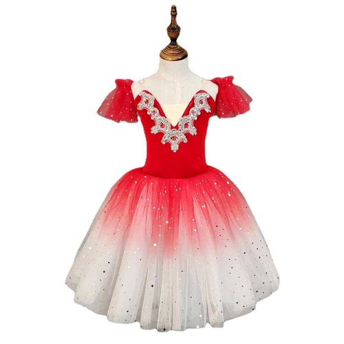 Children toddlers ballet dance dress long tutu skirt blue red pink velvet glitter tutu skirt girl princess dress costumes performance clothing