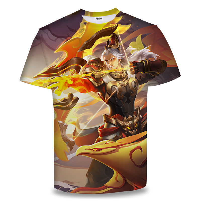 Camiseta de manga corta con estampado digital bidimensional de verano 3d verano para adolescentes y niños juego de gloria para hombres
