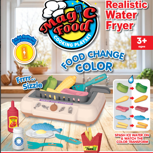 Transfronterizos niños simulación de sonido y luz alimentos de temperatura aire freidora cubiertos de cocina juego de juguetes de horno casero