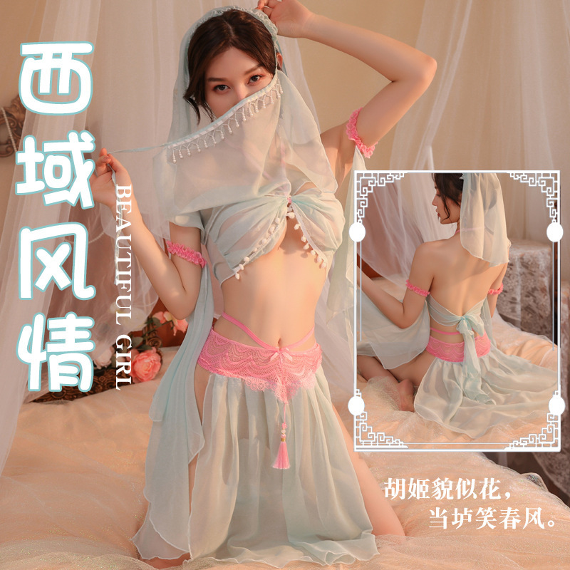 Sexy Lingerie Women's Dunhuang Sexy Chiffon Ancient Style Han Dynasty Western Style Dancer Elegant Pajamas Set 8609