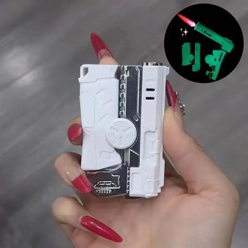 Nueva punta de dedo plegable giroscopio pistola encendedor novio celebridad de Internet inflable a prueba de viento rotación creativa descompresión personalidad image 11