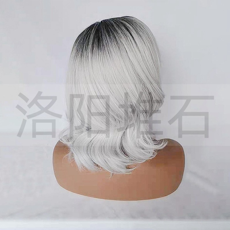 Wig European And American Ladies Wig Personality Partial Silver White Chemical Fiber Wig Wigs Short Curly Hair In Stock display picture 2