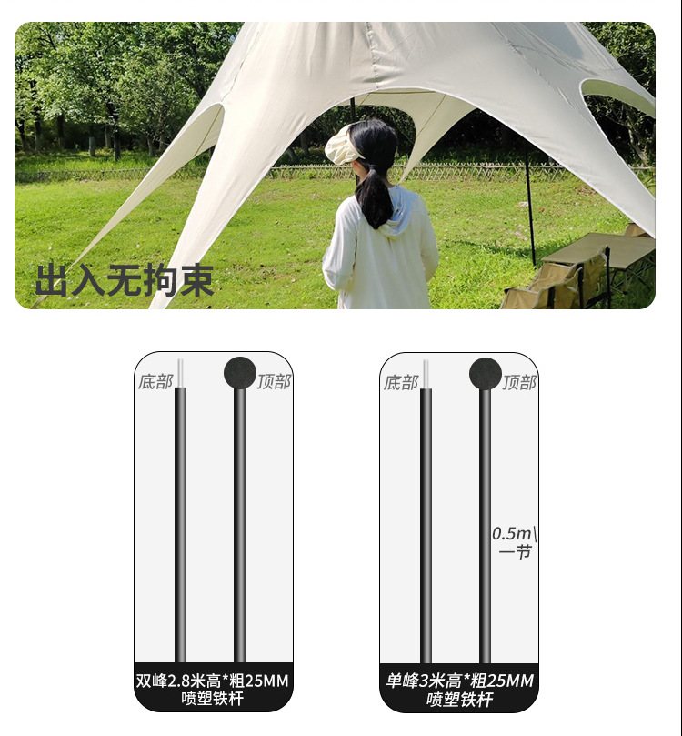 Tent Sunshade Camping Picnic Sunshade Weatherproof Multi-Purpose Camp Sun Protection Irregular Canopy Outdoor