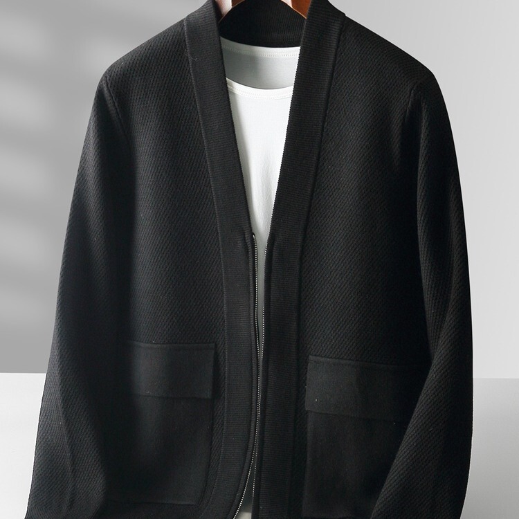 High-Quality Men's Sweater Cardigan 2025 Autumn and Winter New Style Wool Fashionable Casual V-Neck Dad-Style Design Jacket