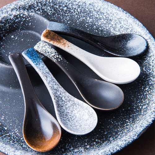 Japanese-style spoon household ceramic spoon spoon rice spoon tableware soup eating small spoon creative cute small spoon