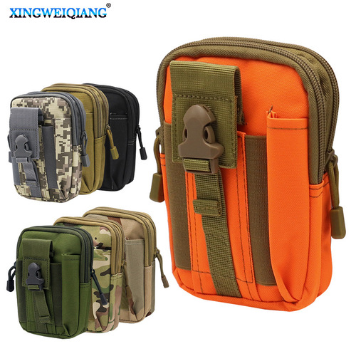 Outdoor leisure sports tactical waist bag men's mobile phone bag wearing belt vertical camouflage hanging bag military fan waist bag large capacity
