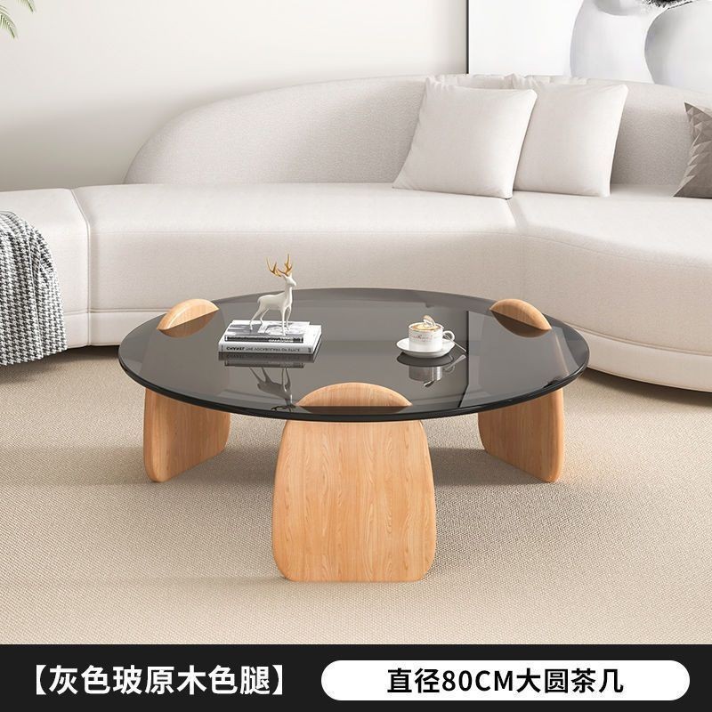 钢化玻璃茶几客厅家用圆形组合北欧网红风轻奢意式极简茶桌小户型|undefined