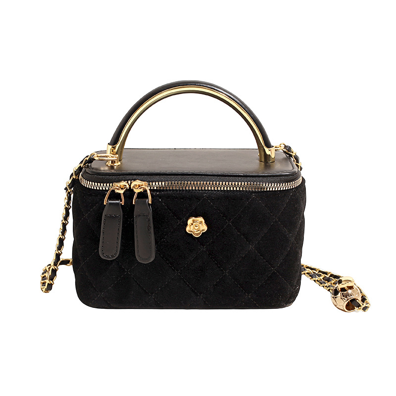Caja de mano bordada de diamante bolso pequeño cuadrado para mujeres 2025 nuevo cross-border retro empalme cadena mochila de hombro