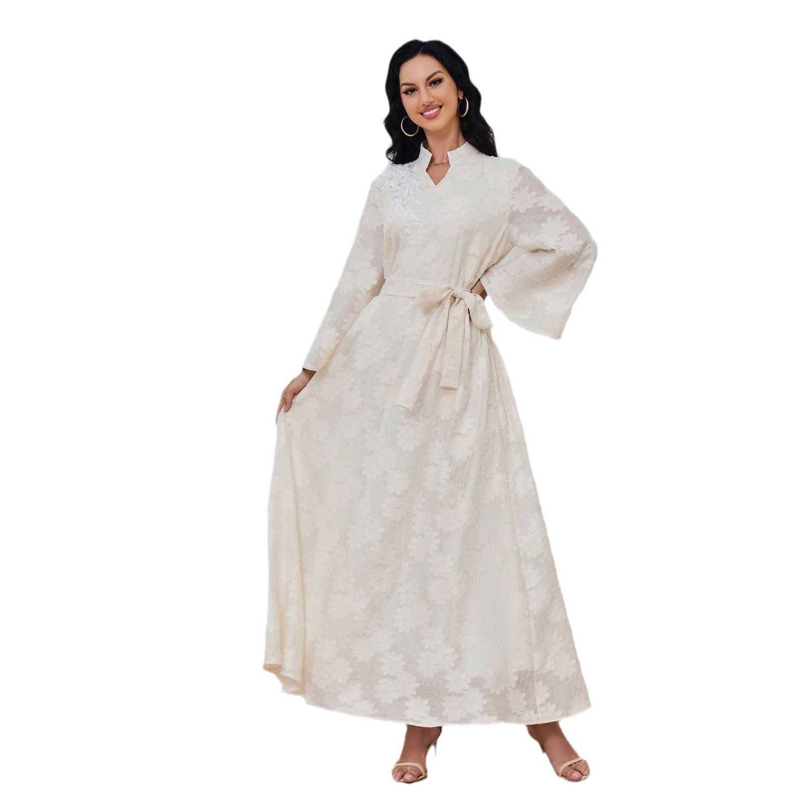 MT059 European And American Cross-border Women's Clothing, Foreign Trade Middle Eastern Apparel, Jacquard Elegant Abaya,_ecoleips.com