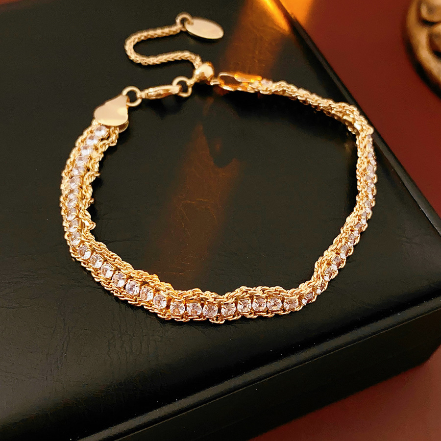 Pulsera de lujo ligera y ajustable con cadena de diamante ultra brillante, pulsera de moda de alto nivel, nicho de diseño, joyas para mujeres