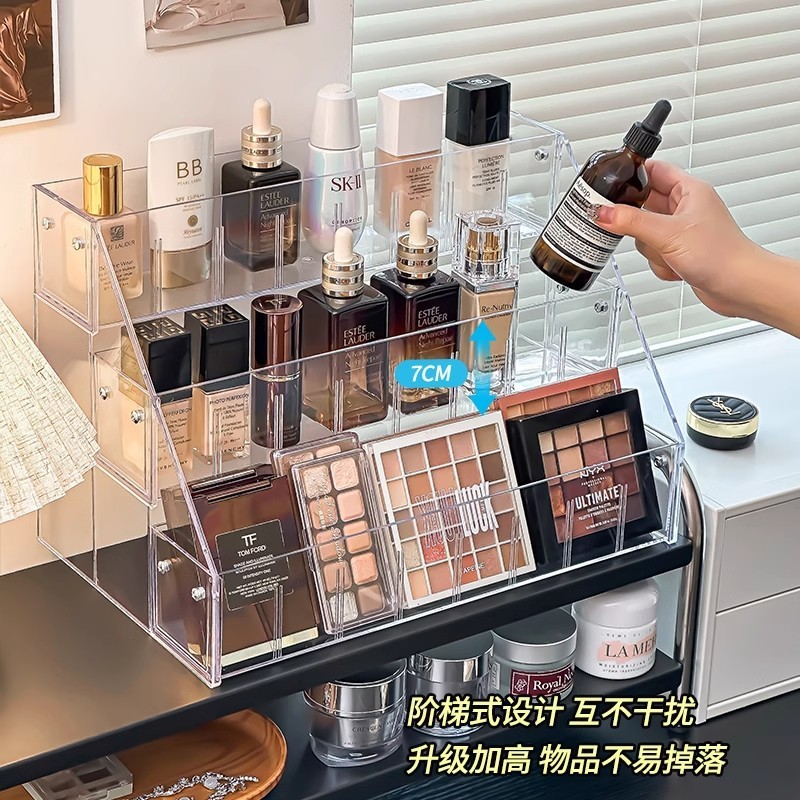 デスクトップ化粧品棚階段式アクリルアイシャドー香水展示棚化粧台口紅収納ケース|undefined