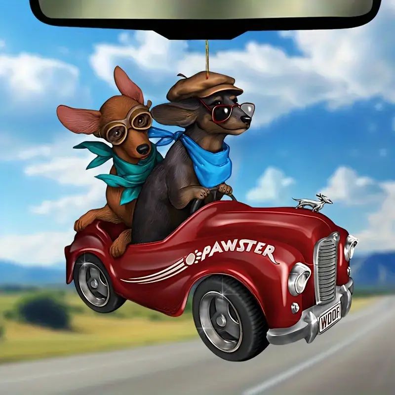 2D nuevos productos cool conducir perro hermano acrílico fiestas colgante plano transfronterizo colgante mochila colgante
