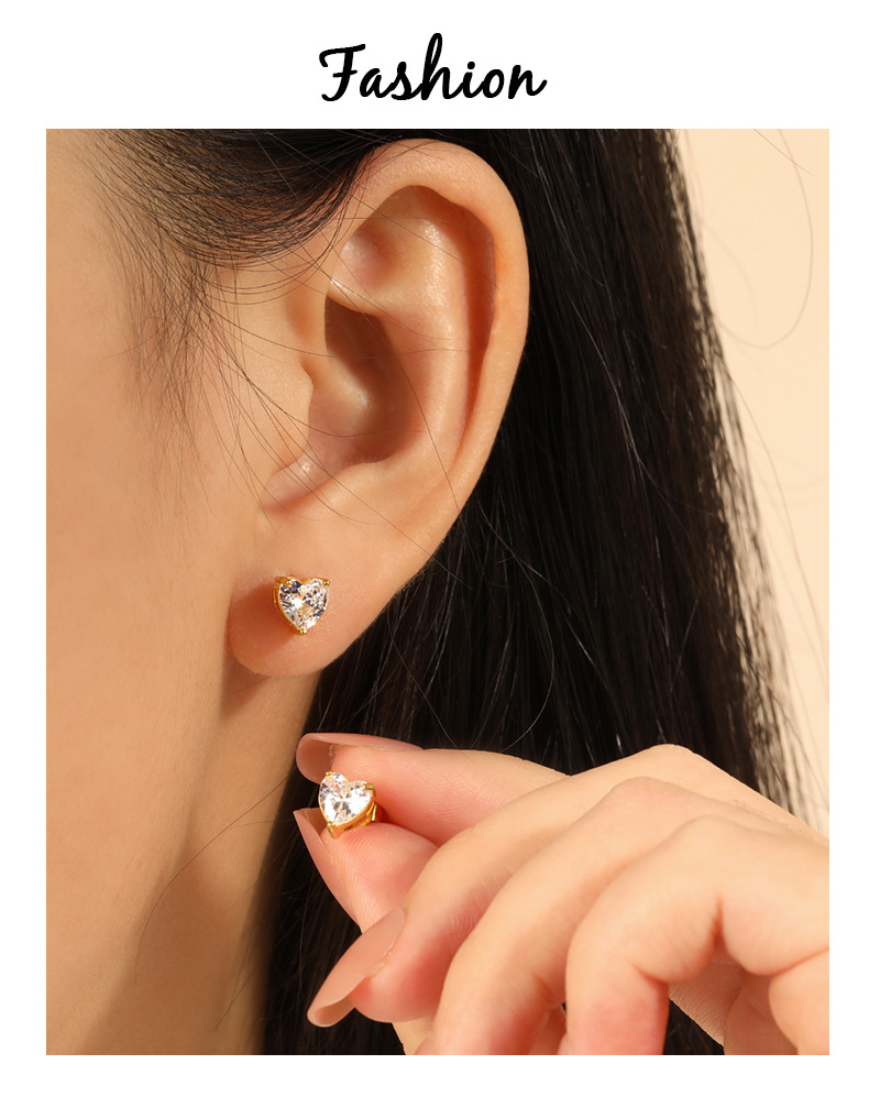 1 Pair Quantity 1 Pair Casual Elegant Lady Heart Shape Plating Titanium Steel Ear Studs