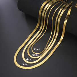 不锈钢刀片链 跨境热销简约时尚扁平蛇骨项链项链欧美潮流饰品