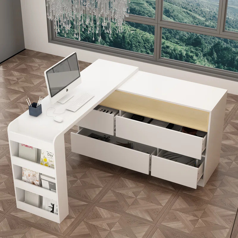 Brand New Customized Light Luxury Extremely Simple Desk Adjustable L-Shaped Corner High-End Computer Desk with Drawer and Display Brand New Customized Light Luxury Extremely Simple Desk Adjustable L-Shaped Corner High-End Computer Desk with Drawer and Display