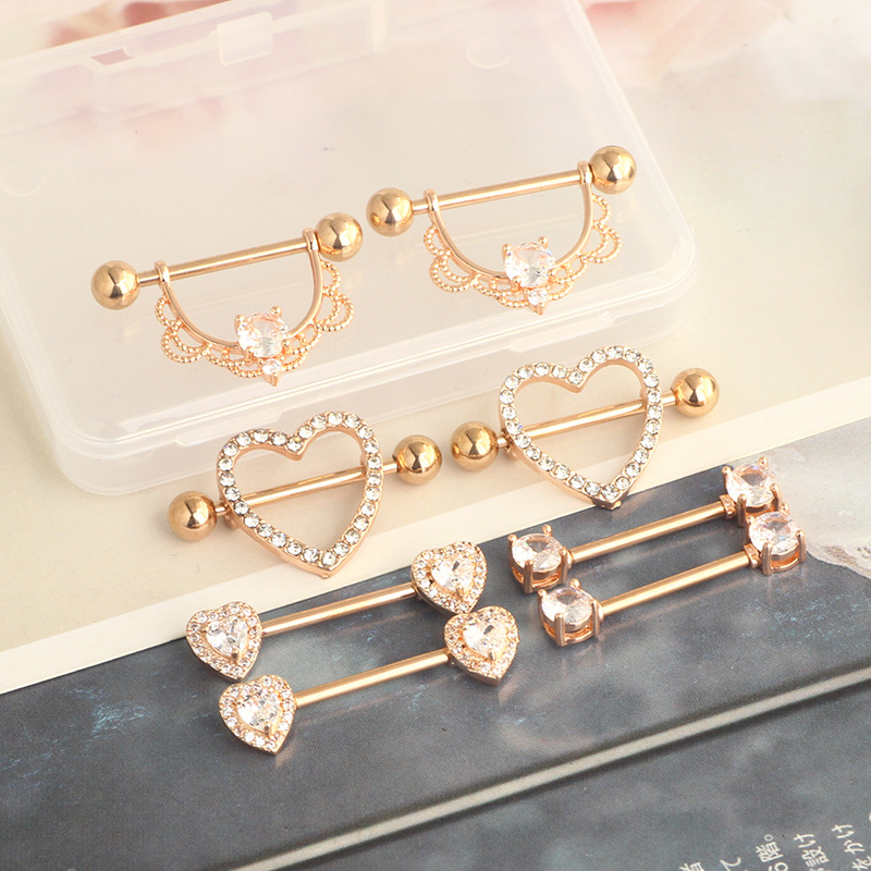 Nipple Ring Set Stainless Steel Star Body Piercing Jewelry Rose Gold detail image 7