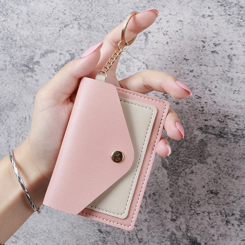 Cross-border new creative fashion small card holder women's candy color keychain jewelry student bus card holder wholesale