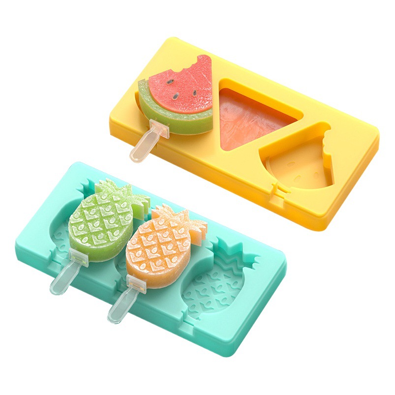 En stock molde de helado de 2 colores con cubierta de piña molde de silicona helado de sandía hecho a mano molde de helado DIY