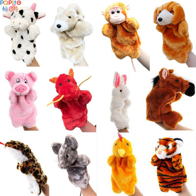 毛絨玩具十二生肖動物手偶狗親子玩偶幼兒園表演跨境代理混批分銷