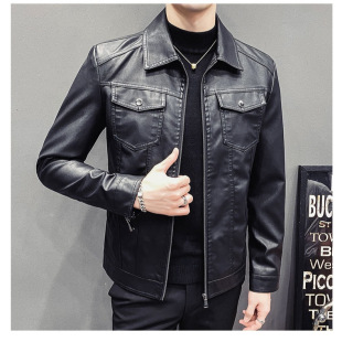 Manufacturer's Foreign Trade Men's Clothing Spring and Autumn New Style Men's Jackets Washed Thin Motorcycle Leather Jackets Wholesale