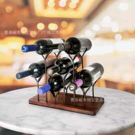 跨境创意红酒瓶展示架创意金属现代轻奢红酒架摆件客厅红酒架