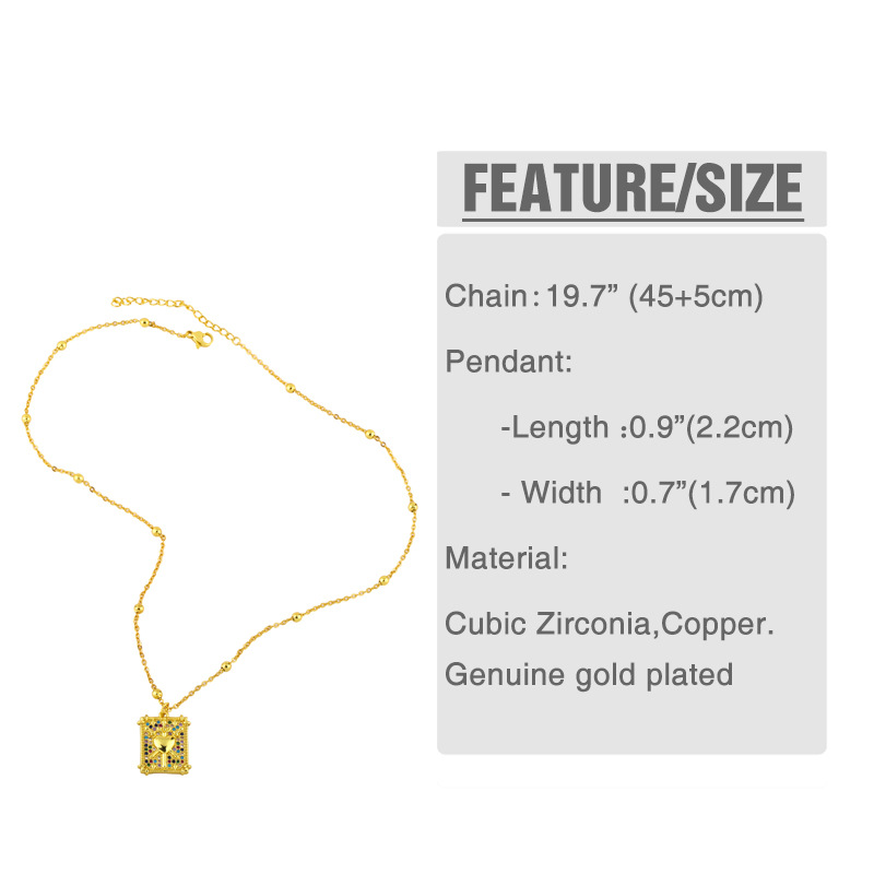 Hip Hop Accessories European And American Color Zircon Tarot Pendant Necklace Clavicle Chain Nkv78 display picture 2