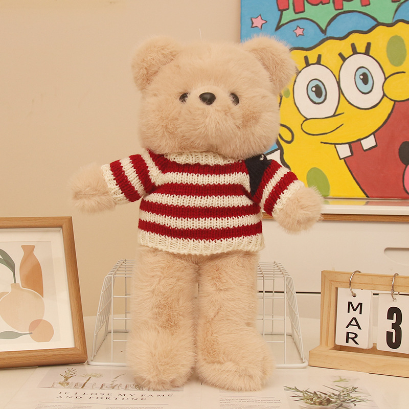 Vestido de visón dorado, pajarita, oso de peluche, muñeco de peluche, muñeca de oso, juguete para niños, regalo para novio y novia