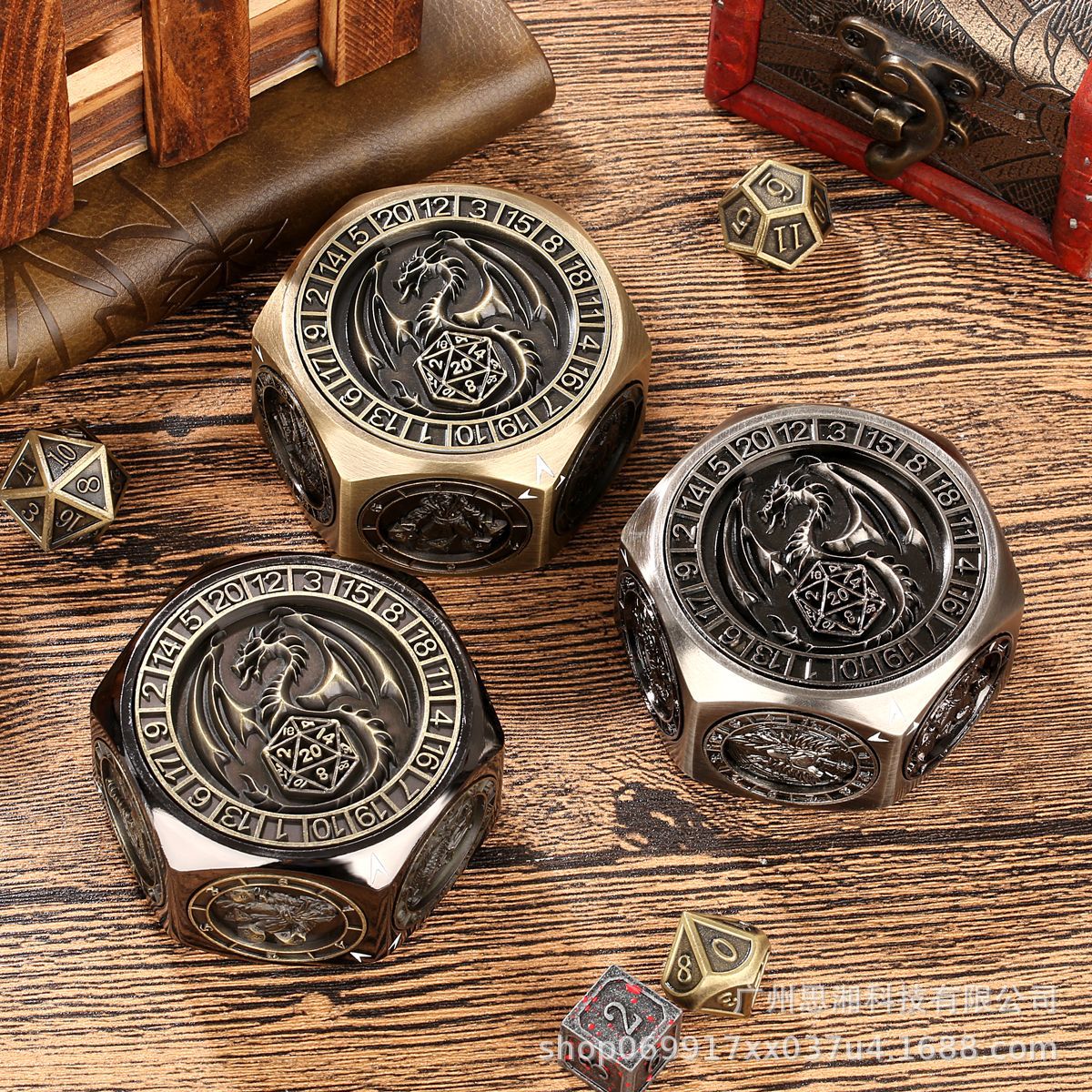 New Eight-Sided Dnd Turntable Polyhedral Metal Dice Dungeons and Dragons Board Game Decompression Toy Gyro Roulette