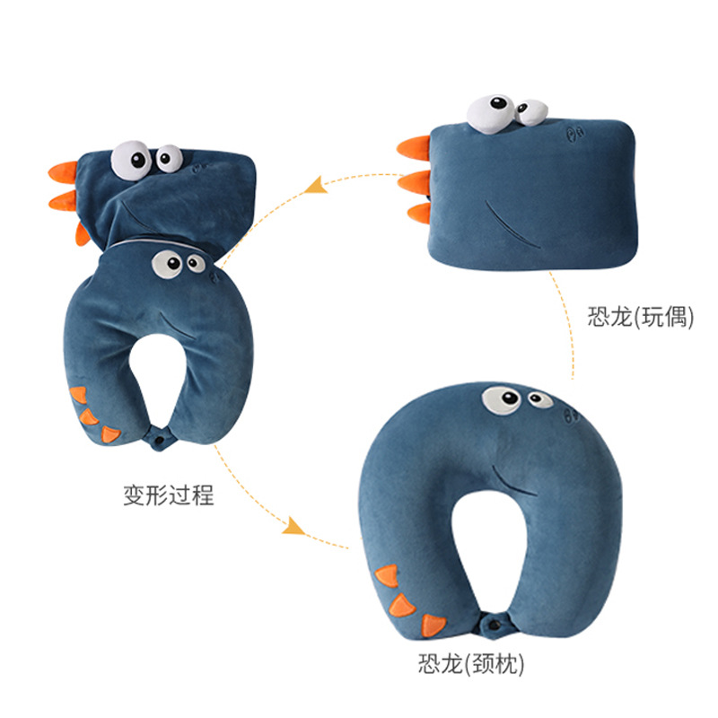 U-shaped pillow cartoon u-shaped pillow dinosaur deformation pillow creative three-in-one car headrest gift professional dual-use pillow manufacturer