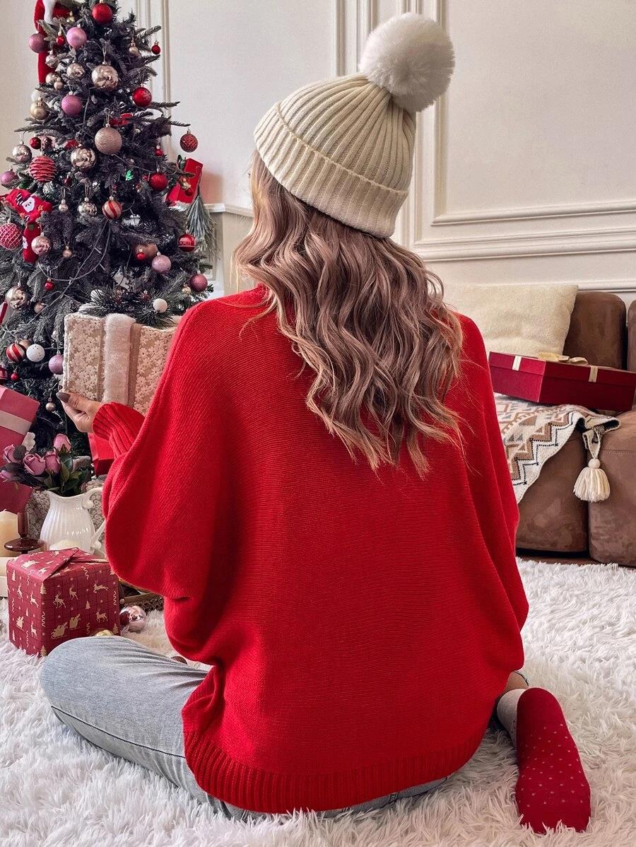 350g Weight Long Sleeve Sleeve Length Pullovers Placket Type Batwing Sleeve Sleeve Type Polyester, Polyacrylonitrile Fiber Fabric Type Long Top Length Sweater Tops Type Daily Occasion Turtleneck Neckline Loose Fit Type Christmas Festival Letter Pattern Winter, Autumn Season Women's Gender Embroidery Design Streetwear Style Wholesale Women's Streetwear Letter Long Sleeve Embroidery Sweaters & Cardigans 1