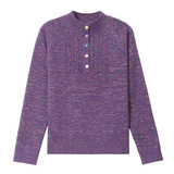 【厂家直供】春秋新款花色圆领针织短款女士毛衣宽松彩扣时尚打底，女装针织衫/毛衣，妃慕昵服饰