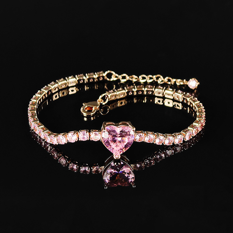 European and American Cross-Border New Fashion High-End Pink Peach Heart Bracelet Drawstring Adjustable Hand Accessories S8481