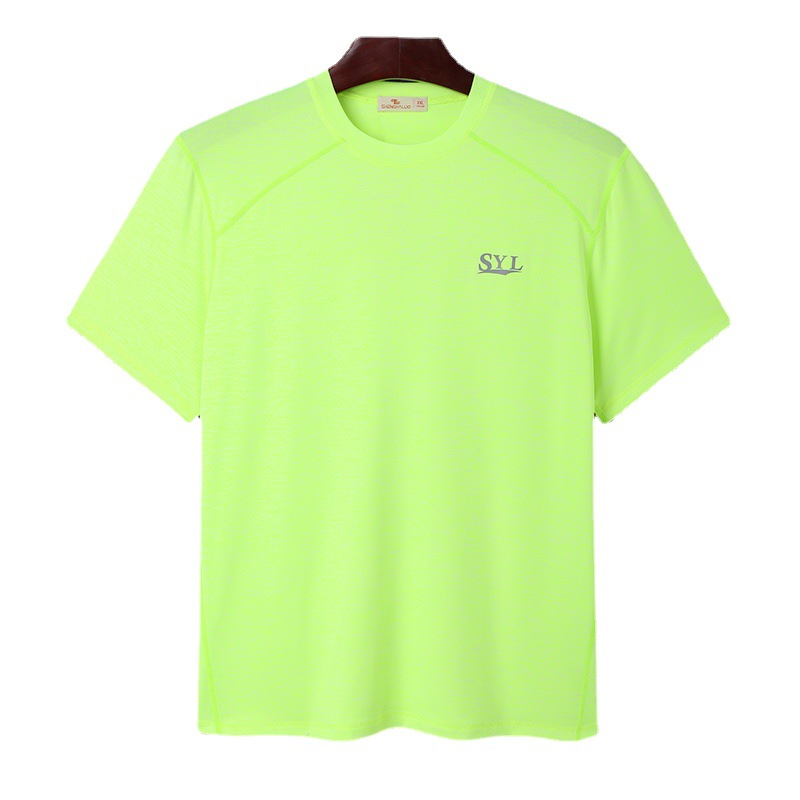 Personalizado verano nuevo color sólido de luz deportiva secado rápido camiseta de manga corta cuatro agujas seis hilos camiseta de marca de absorción de sudor