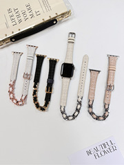 適用於蘋果789代手錶腕帶 Apple Watch se新款雙圈小香風皮質錶帶