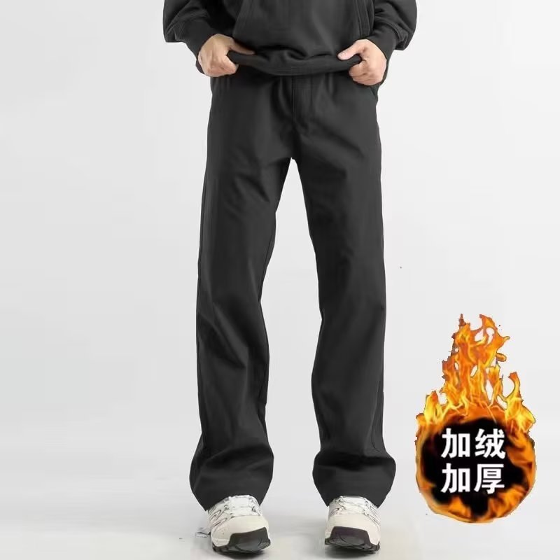 Pantaloni da uomo ActiveGo, in pile, ampi, casual, lunghi, funzionali, neri, morbidi, autunnali e invernali_voghion.com