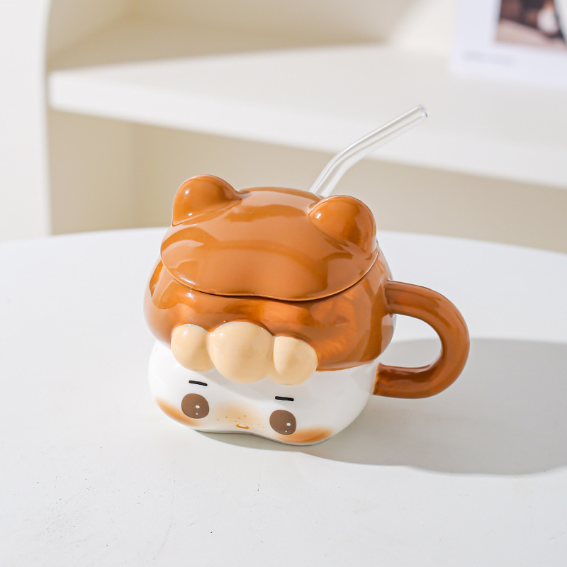 Creativa y encantadora chica taza de paja de cerámica taza para una chica mejor amiga práctica regalo de cumpleaños taza acompañante regalo