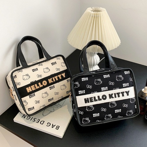 HelloKitty genuine new canvas portable toiletry bag cosmetic bag large capacity tote bag mommy bag women's bag