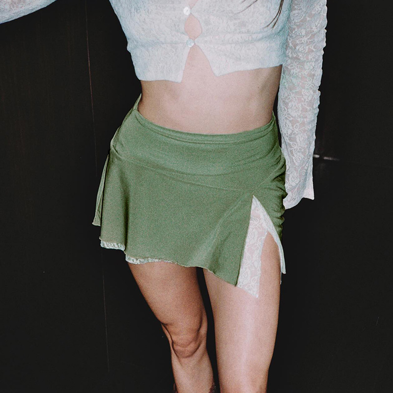 Fashionable retro lace design short summer skirt