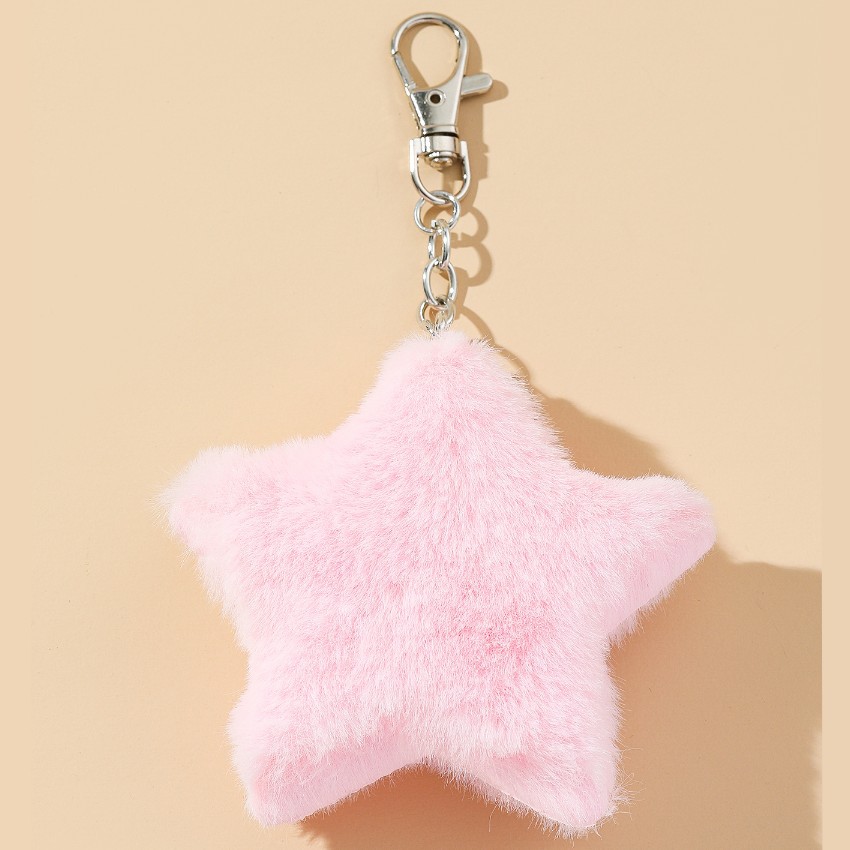 15g Weight Bag Pendant, Keychain Classification 1 Piece Quantity Daily, Street Occasion Imitation fur, Alloy Material Star Pattern Cute Style 1 Piece Cute Star Imitation Fur Alloy Bag Pendant Keychain 1