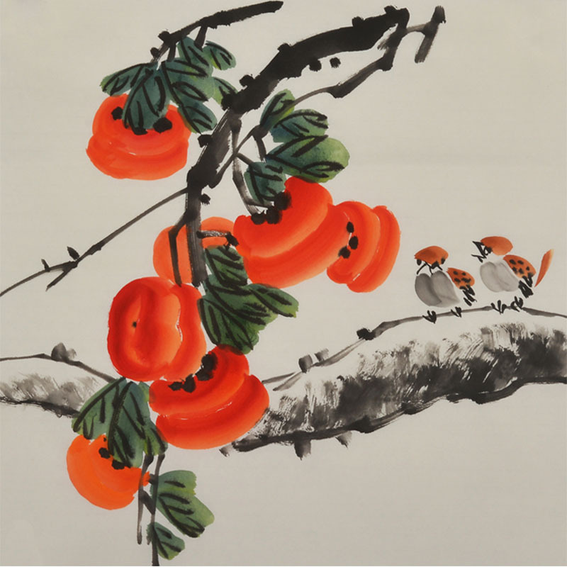 无款纯手绘国画事事如意花鸟画壁画客厅书房餐厅装饰画