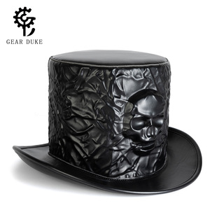Halloween New European and American Punk Skull Dome Magic Hat Cosplay Gothic Banquet Hat Stage Party