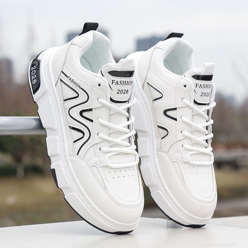 品牌新款轻松板鞋男鞋秋季厚底小白鞋白色休闲鞋子轻便百搭运动鞋