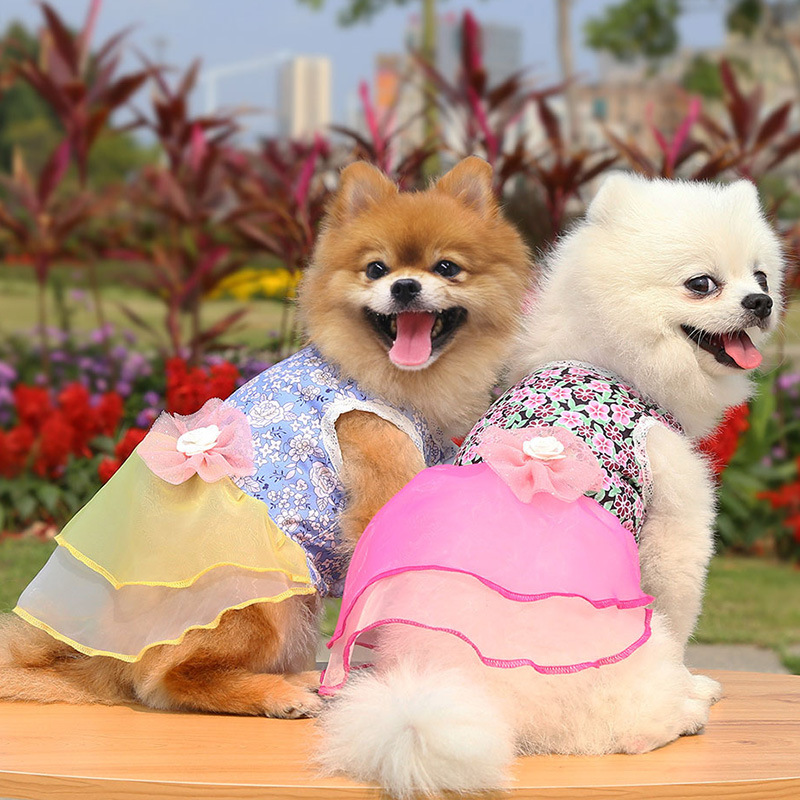 春夏狗狗猫咪碎花公主裙子韩版宠物用品小中型犬婚纱礼衣服碎花裙