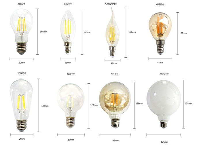 源头工厂定制 玻璃龙珠泡灯丝灯 G80 G95 G125奶白透明圆形球泡灯-阿里巴巴