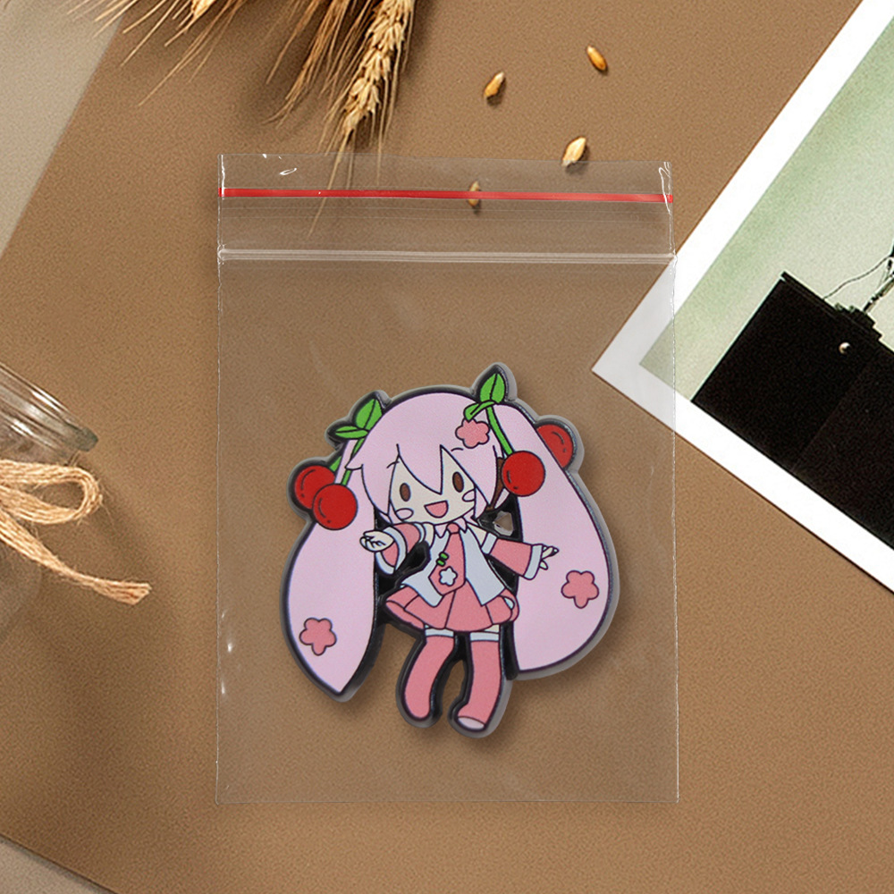 Cute Sakura Virtual Singer Enamel Pin Double Ponytail Girl Badge Brooch Fan Otaku Gift Accessory