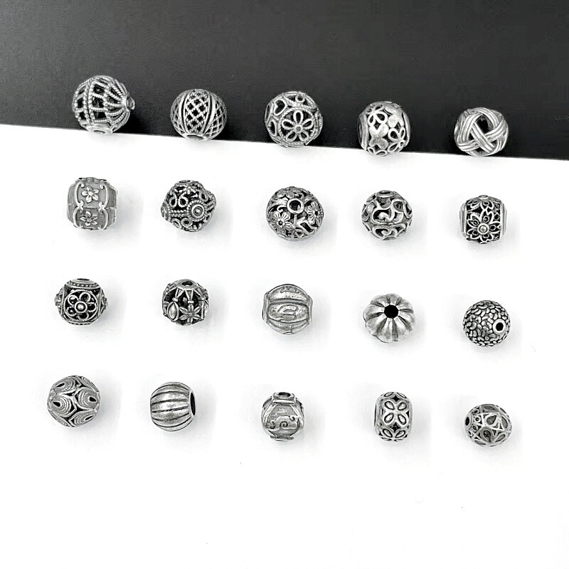 Vintage 37 Imitation Silver DIY Hollow Yarn Ball Hollow Flower Spacer Beads Pumpkin Beads Fashion Jewelry Accessories Beads Vintage 37 Imitation Silver DIY Hollow Yarn Ball Hollow Flower Spacer Beads Pumpkin Beads Fashion Jewelry Accessories Beads